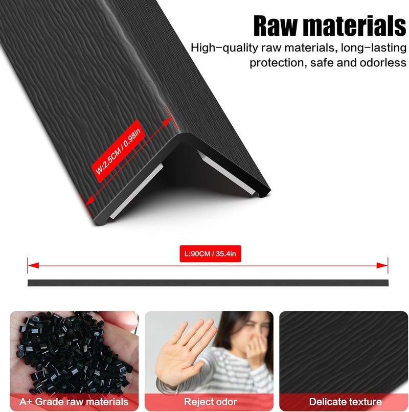 Frychee ‎ Wall Corner Protector, Walls Edge Protector，Self-Adhesive Wall Corner Guards,PVC Double Side Edge Protector， Furniture Stairs Guard (Black Wood Grain 2PCS 90cm/35.4in) - Image 5